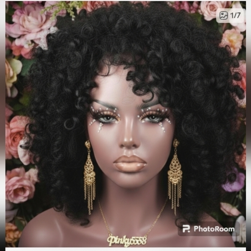 Black Curly Synthetic Short Wig
